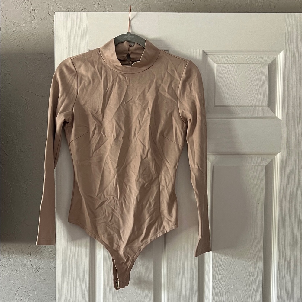 Lulu's Blush-Tone Long Sleeve Mock Neck Bodysuit